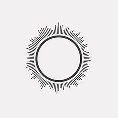 a black and white drawing of a sunburst in the middle of a circle