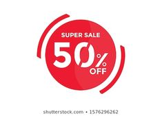 the 50 % off sale sign is displayed on a white background