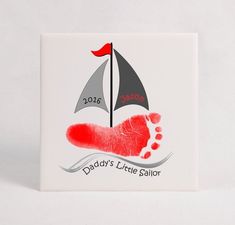 Footprint Sailboat, Summer Crafts For Toddlers, Baby Footprint Art, Grandparents Day Crafts, Sailor Baby, Baby Footprint, Footprint Art