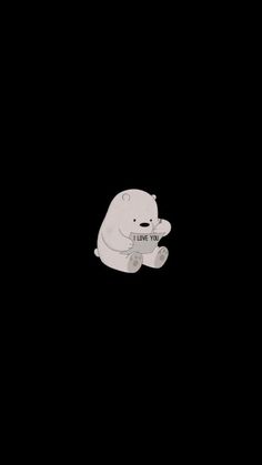 a white teddy bear sitting on top of a skateboard in the night sky with an i love you sticker