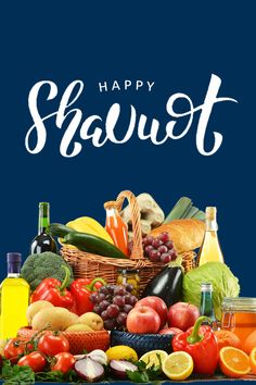 the happy shawt greeting card is filled with fresh fruits and vegetables