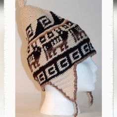 Actual Is Pics 2 & 3 Alpaca Blend Double-Knitted Ear Flap Hat With Alpaca Motif; Rustic Made In The Altiplano Of Southern Peru From Hand-Spun Alpaca Yarn. Soft & Warm Alpaca Earflap Hats In Natural. Tan, Brown, Off White, Beige, Cream, Gray Black. These Crocheted Hats Are The Kind Traditionally Worn By The People Who Live High In The Andes. They Are Sure To Keep Your Head Warm. One Size Fits Most Osfa Nwt -Brand New Alpaca Blend Ear Flaps Ducks Cows/Bulls Free Shipping Plus 10% All Bundles $10 O Fall Crochet Hats, Winter Blizzard, Flap Hat, Crocheted Hats, Ear Flap Hats, Alpaca Yarn, Natural Tan, Boutique Accessories, Double Knitting