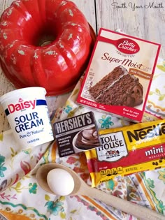 an assortment of desserts and ice cream on a table