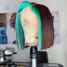 Human Hair Brown Color Aqua Green Lace Front Bob Wig – Prosp Hair Shop Hair Brown Color, Lace Front Bob, Frontal Wig Hairstyles, Pretty Hair Color, Color Aqua, Hair Brown, Hair Shop, Peruvian Hair, Lace Hair