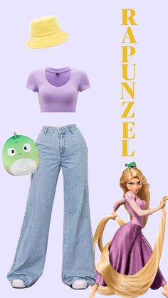 Disney Rapunzel Outfits, Rapunzel Inspired Outfit Aesthetic, Repunzle Outfit Idea, Rapunzel Aesthetic Outfit, Rapunzel Outfit Ideas Casual, Genderbent Rapunzel, Rapunzel Style Inspired Outfits