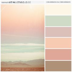 an image of the desert with mountains in the background and pastel colors to choose from