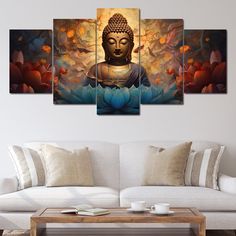 Buddha's Radiant Harmony - NicheCanvas Buddha Wall Painting, Buddha Wallpaper, English Poems, Buddha Artwork, Art Meditation, Buddha Wall Art, Meditation Rooms, Zen Wall Art, Buddha Painting