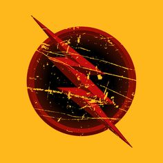 the flash logo is shown on an orange and yellow background with grungy lines