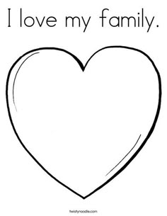 a black and white heart with the words i love my family on it's side