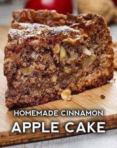 homemade cinnamon apple cake on a cutting board