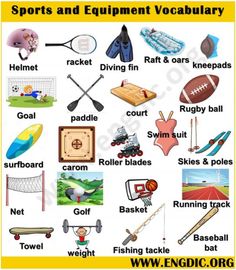 sports and equipment vocably poster