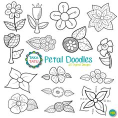 the petal doodles coloring book with flowers and leaves