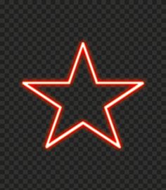 a red neon star on a black background, with the light reflecting off it's side