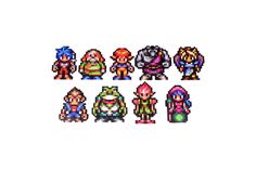 pixel art with different characters and colors