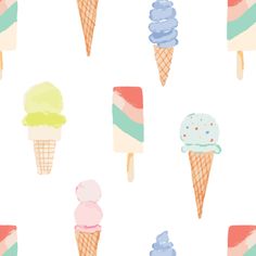 an ice cream pattern on a white background