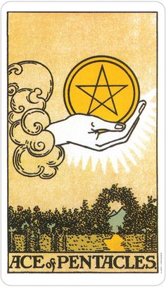 a tarot card with the star of pentacles in it's hand