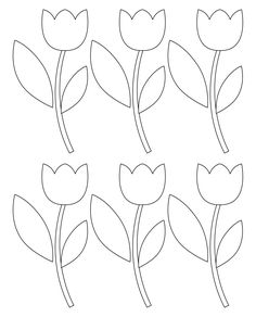 four tulips are shown in the shape of three different shapes, one is black and