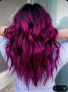 Wild Orchid Hair Color, Purple Magenta Hair, Raspberry Balayage, Magenta Balayage, Purple Hair Inspiration, Cherry Highlights, Raspberry Hair Color, Vacay Hair