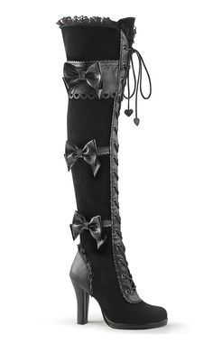 GLAM-300 Black Thigh High Boots-Demonia-Tragic Beautiful Steampunk Boots, Demonia Boots, Victorian Boots, Thigh High Heels, Black Thigh High Boots, Goth Boots, Gothic Boots, Demonia Shoes, Dr Shoes