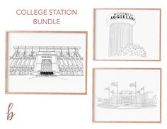 the college station bundle includes three drawings