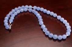 "Periwinkle Blue Chalcedony 8mm Silver Necklace Choose from 16\" to 34\" with Optional Matching Earrings" Layered Chokers, Star Chain, Jewelry Making Necklace, Silver Snake Chain, Periwinkle Blue, Sterling Silver Flowers, How To Make Necklaces, Blue Lace Agate, Blue Chalcedony