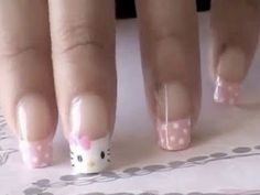 Hello Kitty Nails Art, Hello Kitty Nail, Kitty Nail, Kitty Nails, French Nail Art, Hello Kitty Nails, Nail Art Pen