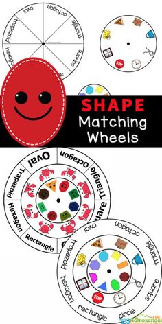 the shape matching wheel is shown with different colors and shapes to make it look like they are