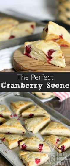 the perfect cranberry scone is on a tray and ready to be eaten