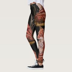 Drawing of Red Fox Animal Art Leggings - animal gift ideas animals and pets diy customize Red Fox Art, Shop Drawing, Fox Animal, Beautiful Canada, Printed Yoga Leggings, Training Inspiration, Workout Fashion, Exercise Leggings, Gym Inspo