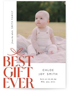 the best gift ever card features an image of a baby in white on a blanket