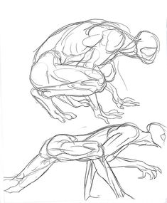 a drawing of a man bending over with his legs crossed