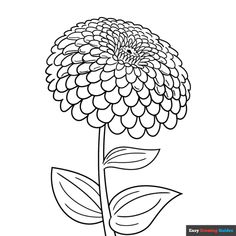 Free Zinnia Coloring Page for Kids Easy Drawing Guides, Rose Coloring Pages, Free Printable Coloring Sheets, Drawing Guides, Kids Print, Printable Coloring Sheets, Simple Rose, Drawing Tutorial Easy, Coloring Tutorial