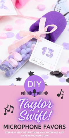 How to make easy, fun, and inexpensive DIY Taylor Swift Microphone Favors - perfect for Swiftie parties or gifts! Microphone Party Favors, Taylor Swift Party Favors Kids, Taylor Swift Gift Bag Ideas, Taylor Swift Birthday Diy, Taylor Swift Themed Party Favors, Taylor Swift Goody Bag Ideas, Swiftie Party Favors, Diy Taylor Swift Birthday Party, Taylor Swift Birthday Party Goodie Bags