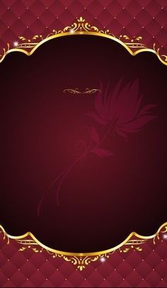 a red and gold background with an ornate frame