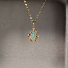 18K Gold Necklace With Australian Opal And Diamond Gold Necklace With Diamond, Opal Eyes, Lightning Ridge Opal, Opal Pendant Necklace, 18k Gold Necklace, Solid Gold Necklace, Color Play, Fancy Jewellery, Lightning Ridge