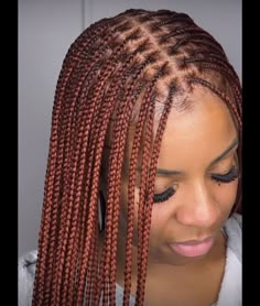 Reddish Brown Knotless Braids, Knowles’s Box Braids, Auburn Hair Braids, Reddish Brown Braids, Auburn Knotless Braids, Box Braid Hairstyles Ideas, Cute Box Braid Hairstyles, Rasta Braids Hairstyles, Auburn Box Braids