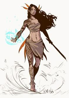 Maori Warrior, Warrior Drawing, Dungeons And Dragons Characters, Female Character Design, Character Design References, Character Creation, Dnd Characters, Character Portraits