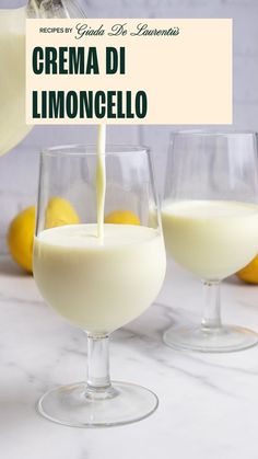 a pitcher pouring milk into two glasses filled with lemonade