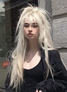 Long White Hair, White Goth, School Style, Long Blonde, Hair Reference, Hair Inspo Color, Dream Hair, Aesthetic Hair, White Hair