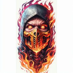 an image of a man with flames on his face wearing a hoodie and helmet