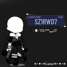 an animated character is standing in front of a sign that says szrwd7 love you