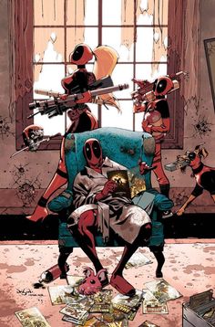 Deadpool + Family Deadpool Family, Deadpool Y Spiderman, Lady Deadpool, Deadpool And Spiderman, Comics Illustration, Marvel Database, Dead Pool, Bd Comics, Marvel Deadpool