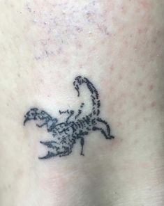 a small scorpion tattoo on the back of someone's arm