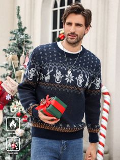 Men's Oversized Christmas Pattern Casual Pullover Sweater Christmas Sweater Multicolor Casual  Long Sleeve Knitwear Animal,Christmas,Geometric Pullovers Slight Stretch  Men Clothing, size features are:Bust: ,Length: ,Sleeve Length: Christmas Long Sleeve Sweater For Streetwear, Christmas Sweaters For Men, Christmas Sweater Mens, Christmas Long Sleeve Streetwear Sweater, Men’s Christmas Jumper, Casual Pullover Sweater, Stand Collar Top, Christmas Sweater Men, Autumn Fashion Casual