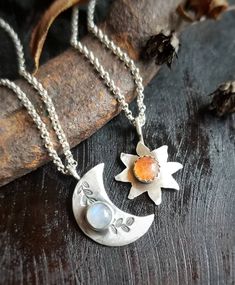 SUNSTONE MOONSTONE Necklaces Sun Moon Friendship Necklaces - Etsy UK Sun Moon Friendship, Moon Necklaces, Sun And Moon Necklace, Metalwork Jewelry, Friendship Necklaces, Ying Yang, Moonstone Necklace, Creative Jewelry