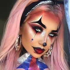 WOW..@cheyniem , glam clown is our new fave💘⚡️ any one else going to be doing this look for Halloween? Using our Mehron paint palette that is now also stocked in Topshop Oxford Circus!!!🎬🙌🏼🎨 Evil Clown Makeup, Jester Makeup, Halloween Makeup Clown, Makeup Clown, Clown Halloween Costumes, Makeup For Halloween, Scary Clown Makeup, Cute Halloween Makeup, Halloween Makeup Diy