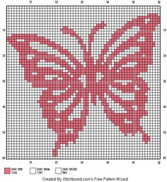 a cross stitch pattern with a red butterfly on it's back and the words, `