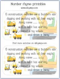 printable worksheet for children to learn how to build a construction truck and tractor