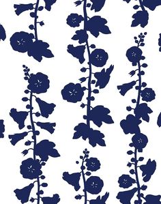 blue flowers are on a white background with black lines in the bottom right hand corner