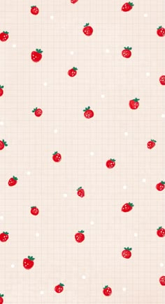 a wallpaper with strawberries and polka dots on it